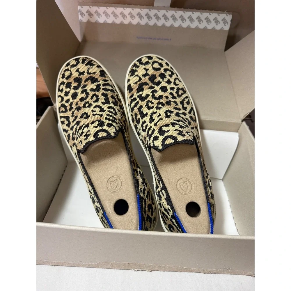 Rothys The Sneaker Camo Cat‎ Leopard Print Slip On Shoes Womens 7.5 NWT